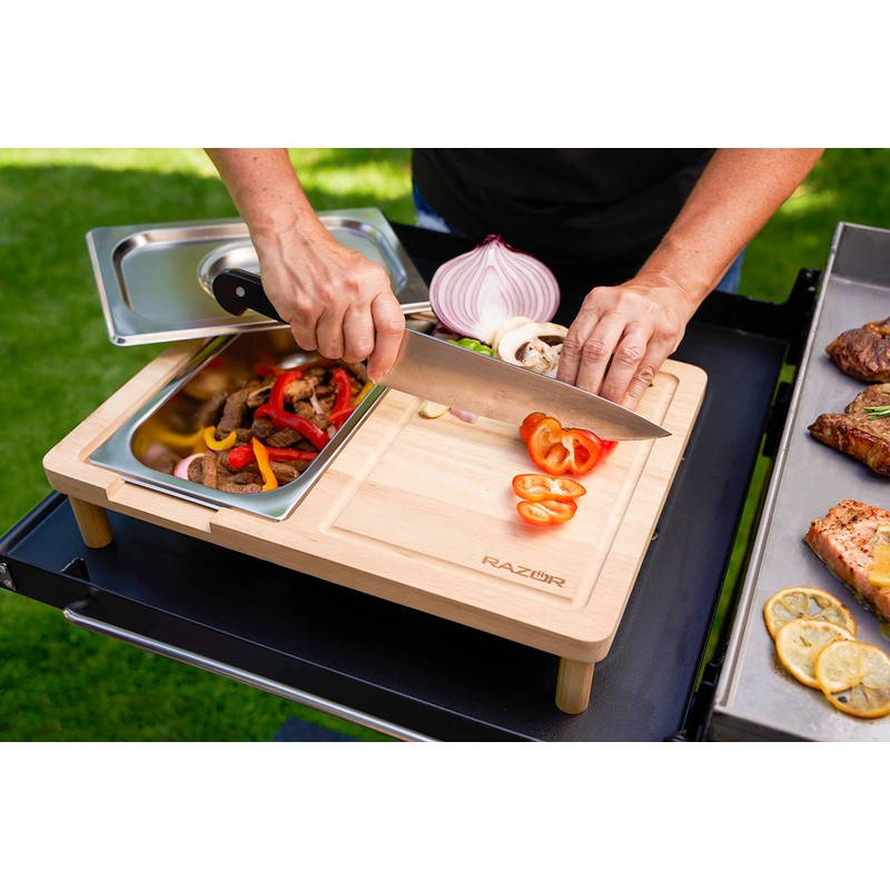 RAZOR Multipurpose Griddle Cutting Board with Covered Food Storage