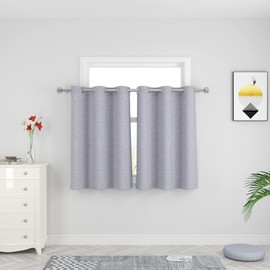 Cortinas de nivel gris de 36 pulgadas de longitud para cocina, sobre fregadero, con textura, privacidad, cafetería, cuarto de baño, pequeño clóset, caravana, sótano, media ventana, recámara, sala de estar, 2 paneles con ojales en la parte superior