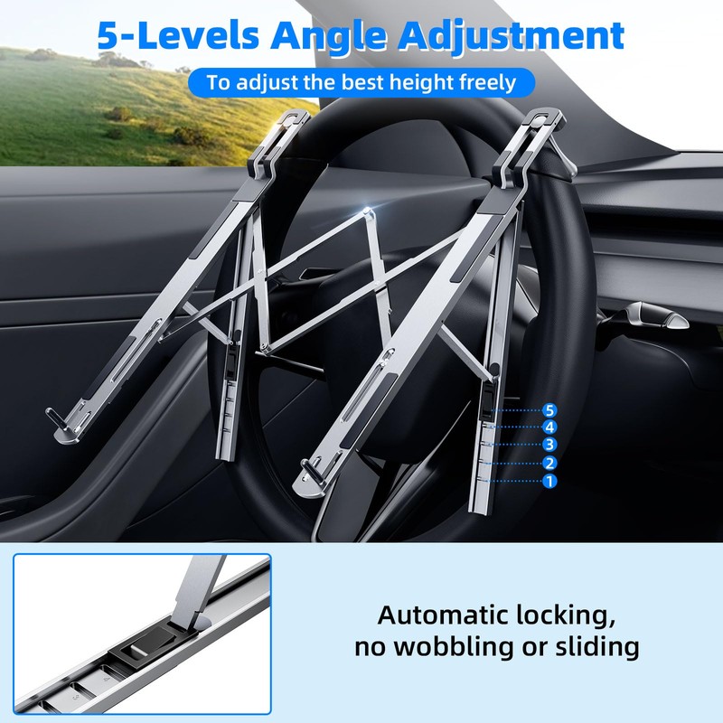 Angle Adjustable Car Steering Wheel Laptop Holder,Foldable Laptop Stand for