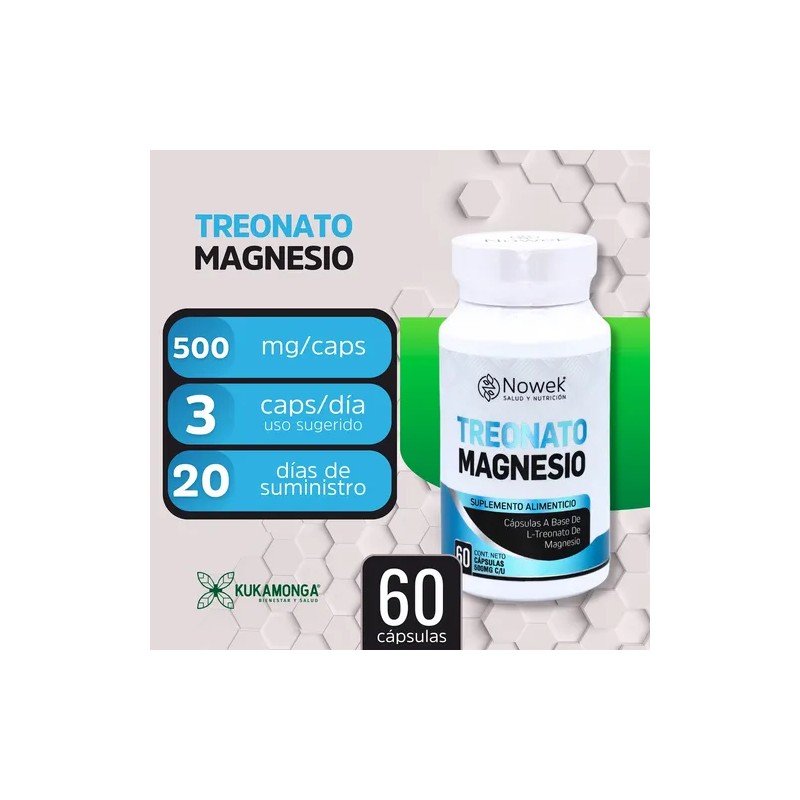 Memoria, L-treonato De Magnesio - 60 Cáps 500 Mg Nowek