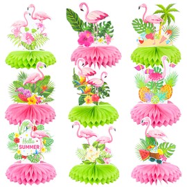 Gyufise 9 Pack Flamingo Honeycomb Centerpieces Decorations Hawaii Luau Table Toppers Flamingo Party Table Centerpieces Summer Tropical Aloha Hawaiian Luau Party Supplies Pink