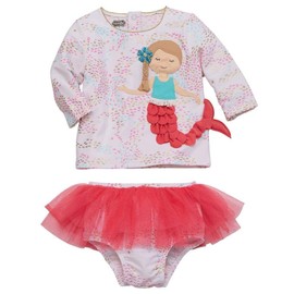 Mud Pie Girls' Rash Guard Set, Multi, 6-9 (Infant)