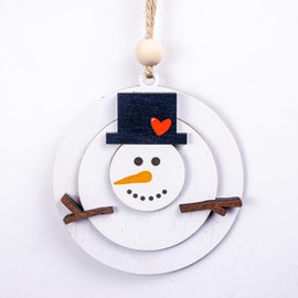 TO122 Wooden Christmas Ornaments - Snowman & Tree Decorations