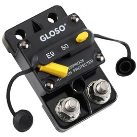 GLOSO GLOSO Circuit Breaker E9C 50A Waterproof Auto Rese Breaker for Car Truck RV Automotive Marine Boat Trolling Motor & Custom Wiring Audio Battery Protection Side by Side Stud IP67 Hi-Amp (50A)