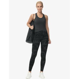 THE GYM PEOPLE Women's Cross Waist Workout Leggings Tummy Control High Waisted Athletic Yoga Pants with Pockets Black Camo