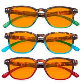 Eyekepper 3 Pack Vintage Design Blue Light Blocking Readers Blue Glare Filter Computer Reading Glasses Orange Tinted +2.50