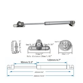 QLXHBOT Gas Strut 30N/6.6lb 10 Inch Gas Struts Lift Supports Gas Spring Lid Support Gas Props/Shocks,Silver 2 Pcs