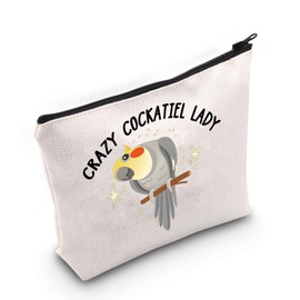 JNIAP Parrot Lover Gift Crazy Cockatiel Lady Cosmetic Bag Cockatiel Gift (Crazy Cockatiel Lady Bag)