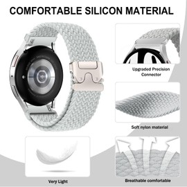 VELULYX Nylon Braided band Compatible with Galaxy Watch 7/FE/6/5/4 40mm 44mm, 20MM Elastic Band for Galaxy Watch 6 Classic/4 Classic/5 Pro/3 41mm/Active 2/Active 40mm