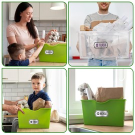 Yolev 8Pcs Trash and Recycle Stickers for Trash Bins Self Adhesive Trash Sticker and Recycle Sticker Waterproof Sorting Sign for Indoor Outdoor Home Kitchen or Office Bins Use (Blue Green Black)