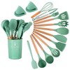 15-piece silicone wooden handle kitchen utensils set, kitchen gadgets (green