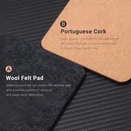 Absorbent Felt Cork Coasters for Drinks with Holder, Large Absorbing Felt Coasters with Cork Back, Quickly Absorbs Condensation, Black Felt & Cork Coasters for Tabletop Protection, Set of 10(Square)