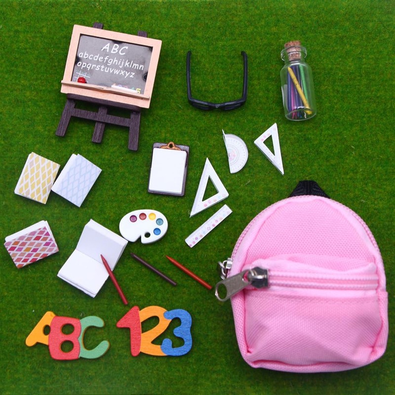 Tiardey 28PCS Miniature School Dolls Dollhouse 1:12 DIY Miniature Model