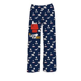BRIEF INSANITY Snoopy Unisex Lounge Pajama Pants - Comfy, Loose-Fit, Ultra-Soft - Snoopy Lazy Days Sleep Bottoms (Small)