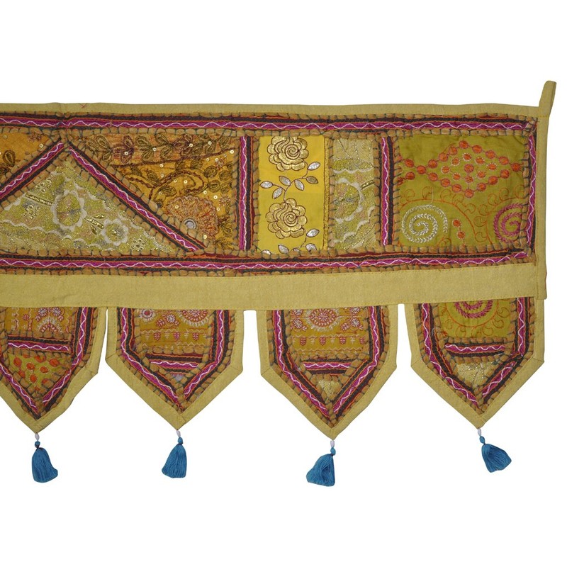 Lalhaveli Indian Embroidery Work Design Patchwork Cotton Toran Door Hanging