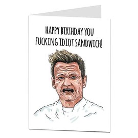 LimaLima Funny Happy Birthday Card For Men & Women Offensive Rude Idiot Sandwich Joke Blank Inside For Personal Greeting