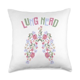 Funny Lung Doctor Gifts Lung Nerd Pulmonologist RT Respiratory Therapist Throw Pillow, 18x18, Multicolor