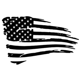 Distressed Worn American Flag Stars and Stripes Decal Sticker for Travel Mug, Tumbler (Decal ONLY) Glossy Permanent Vinyl, White, W 4" H 2.5"