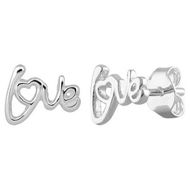 Sterling Silver 925 Love Stud Earrings Cute Love & Heart Earrings for Women Dainty Valentines Day Jewelry
