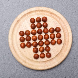 Wooden Solitaire Board Game Wooden Bead Challenge Travel Board Game Fun Brain Teaser Suits Leisure Party Game (14X14cm)