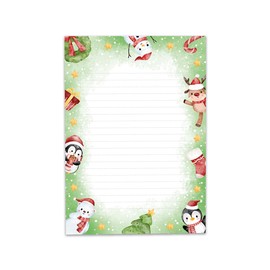 4 Pads Christmas Motif Notepad Writing Pad Christmas Letter to Santa Claus Writing Lined Children Girls Boys (4 Pads/Variant 5 with 25 Sheets Each in A5 Format)