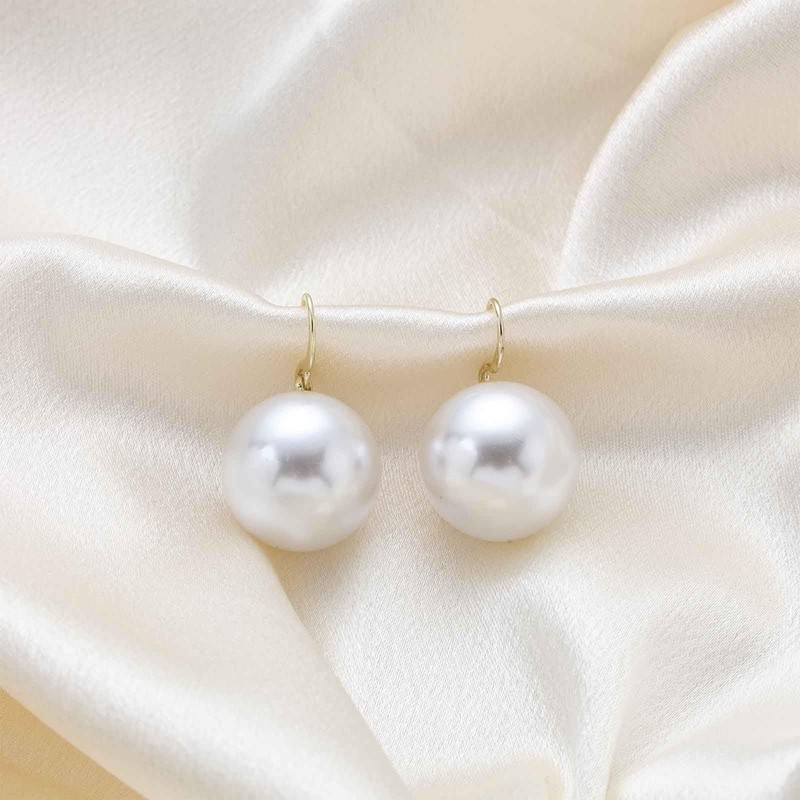 Jugielu Boho Large Round Pearl Earrings Big Pearls Drop Earring