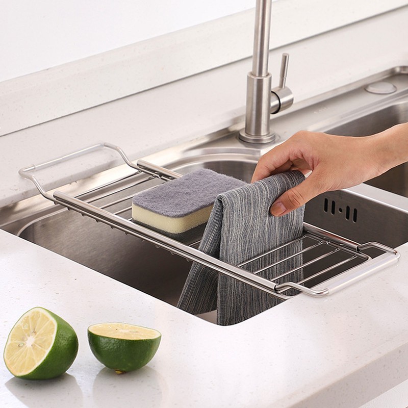 Telescopic Sink Storage Rack Stainless Steel Expandable Kitchen Sink Organizer