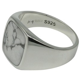 Fine Signet Ring 925 Silver with Howlite, Silver