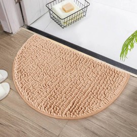 Minicoco Bath Mat Non Slip Anti Mould Mats 40 x 60 cm Curved Bath Mat Chenille Shower Mat Strong Water Absorbent Bathroom Mat Ultra Soft Microfiber Bathroom Carpet