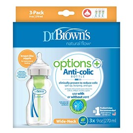 Dr. Brown's Biberón cuello ancho 9 oz. Options+ 3-pack