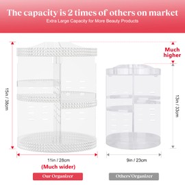 Awenia Makeup Organizer 360-Degree Rotating, Adjustable Makeup Storage, 7 Layers Large Capacity Cosmetic Storage Unit, Fits Different Types of Cosmetics and Accessories, Plus Size(Acrylic Clear)