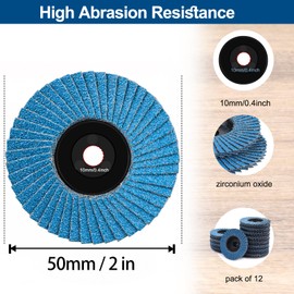 Pack of 12 Flap Discs, 50 mm Fine Surface Sanding Discs 80 Grain Angle Grinder Polishing Mop Sanding Discs Flap Disc for Metal Wood Steel