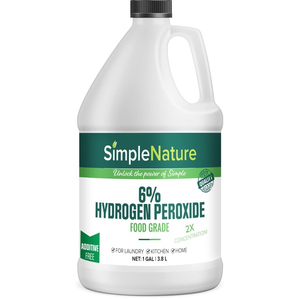SimpleNature 6% Food Grade Hydrogen Peroxide Solution - 1 Gallon - Natural Multipurpose Cleaner - Made in USA - Ideal for