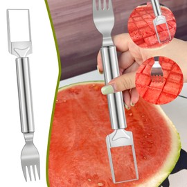 Velaco 2-in-1 Watermelon Cutter and Fork, 9.5 Inch Stainless Steel Fruit Cutter Slicer Tool - 1 PCS