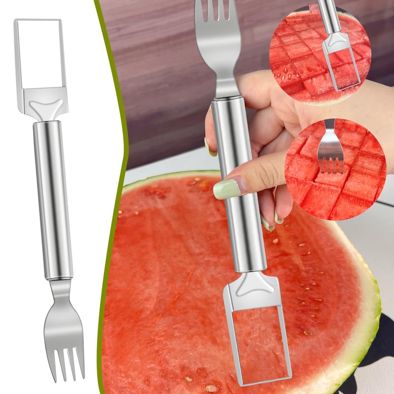 Velaco 2-in-1 Watermelon Cutter and Fork, 9.5 Inch Stainless Steel