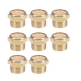 sourcing map 8 pieces 1/4 PT sintered bronze exhaust silencer with brass body flat DE de