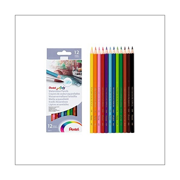 Pentel Arts Watercolour Pencil Set - Assorted (Pack of 12) CB9-12U