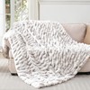 Touchat Ruched Faux Rabbit Fur Throw Blanket, 700 GSM Luxury
