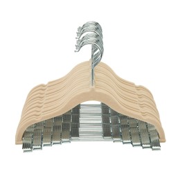 Simplify 24 Pack Children's Velvet Hangers | Durable | Lightweight | Non-Slip | Nursery | Shirt | Pants | Tank Top | Ivory | Clips | Closet Organization