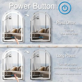 DIDIDADA Bathroom Arch LED Mirror with Light 16 x 24 Inch Arch Light up Mirror for Bathroom Wall Table Makeup Arch Lighted Vanity Mirror with Light 3 Color Dimmable Anti Fog Smart LED Arched Mirror
