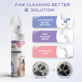AlievePet Paw Cleaner for Dogs Cats - Waterless Cat Shampoo, Paw Scrubber for Small Big Dogs, Dog Foot Washer, Fragrance-Free Dog Feet Cleaner, 150 ML / 5.28 Fl