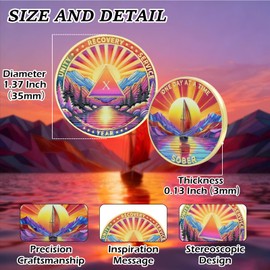 Sunset Sailboat 10 Year Sobriety Coin & AA Medallion | One Day at A Time Sobriety Chip | Alcoholics Anonymous Recovery Gifts | Celebrate Anniversary Milestones Sobriety Gifts for Men & Women