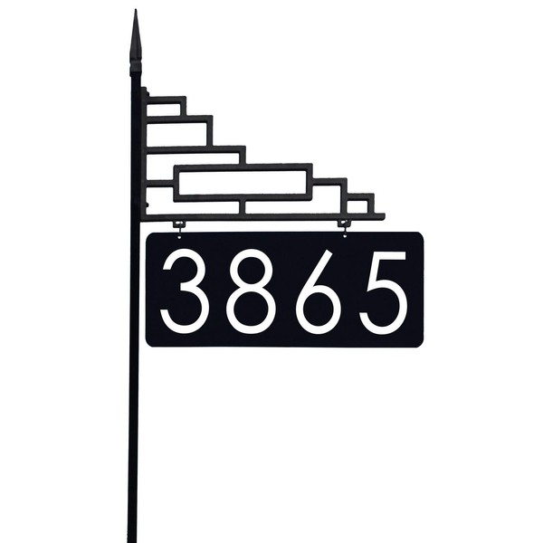 Address America USA Handcrafted Extra Large Contemporary Reflective 911 Yard Address Sign - 6" Numbers on Both Sides, 47" Pole - XL