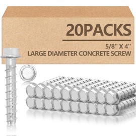 Tandefio 20 Pack 5/8" x 4"Concrete Screw Anchor Galvanized Large Diameter Heavy Duty Plated Concrete Anchors for Masonry Brick Anchoring Block Decking Framing Hex Drive