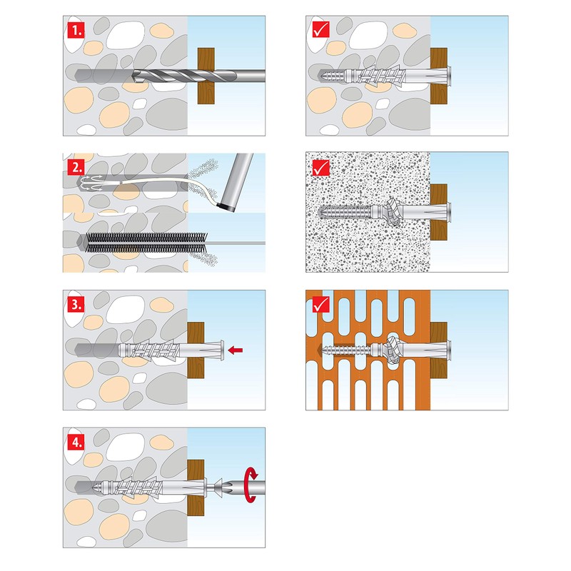 TOX Tetrafix 02190196 All-Purpose Frame Dowel, and Screw 6/65, CT,