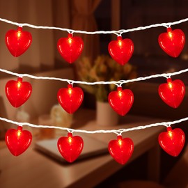 Abeja Red Heart String Light, 8.5FT Valentine Day Decoration Lights 10 Red Heart, Connectable Fairy Heart String Lights for Love Bedroom, Valentine's Day, Wedding Anniversary and Indoor Party