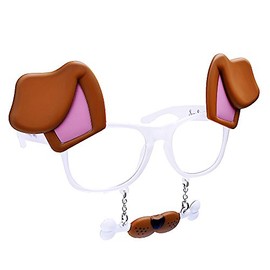 Sun-Staches Costume Sunglasses Clear Lens Clear Frame Doggy Bone Party Favors UV400, One-Size