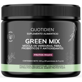 Green Mix Jugo Verde, Matcha, Espirulina, Té Verde, Espinaca, Clorofila, Moringa, Melena de León, Enzimas Digestivas (digestive Enzymes), Probióticos | Super Blend Frutos Rojos | Bloom 30 porciones