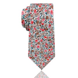 Luckyvestir Mens Ties, Sage Green/Blue/Pink Mens Floral Tie, 2.76" Flower Necktie for Wedding/Groom (S: Pink & Blue & Brown)