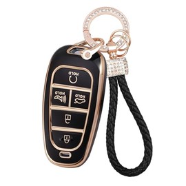WSAuto Key Fob Cover Keychain Kit Compatible with 2019 2020 2021 Hyundai Sonata Nexo 2022 Hyundai Tucson Accessories Black